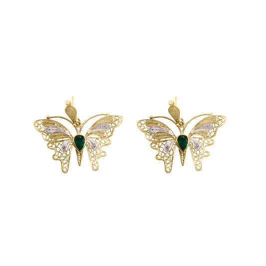Aretes Filigrana 3 Oros 18K Mariposa