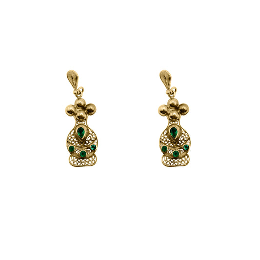 Aretes Oro 18k Dama Amarillo Filigrana Lagrima