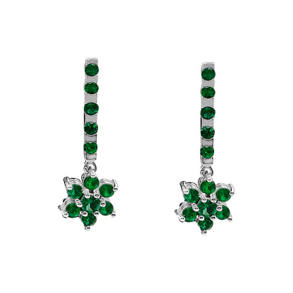 Aretes Flor Margarita Oro blanco 18k