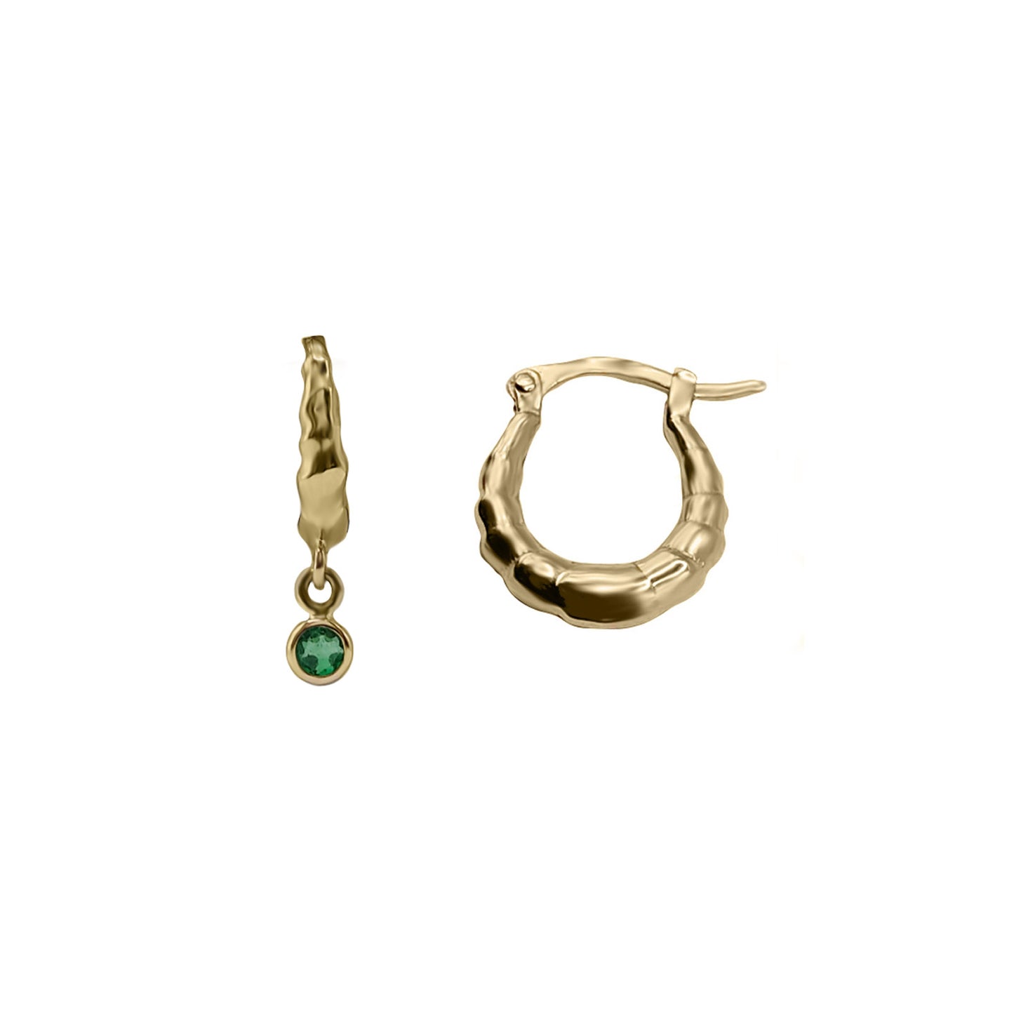 Candongas En Oro Amarillo  18k con Esmeralda