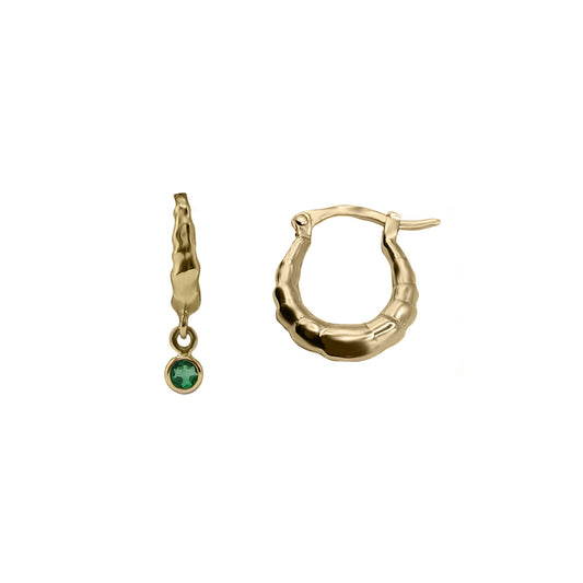 Candongas En Oro Amarillo  18k con Esmeralda