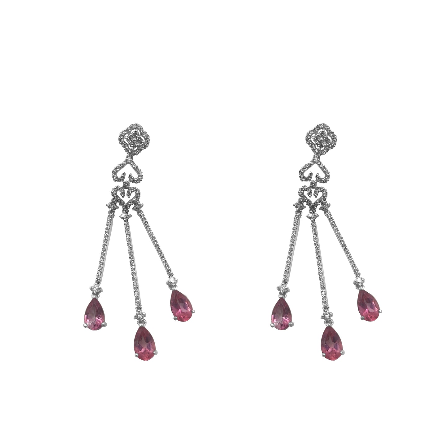 ARETES LARGOS BAILARINA ORO BLANCO 18K