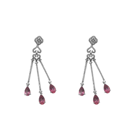 ARETES LARGOS BAILARINA ORO BLANCO 18K