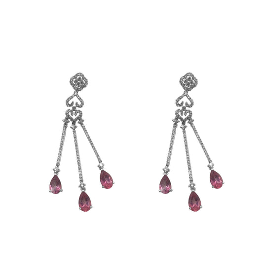 ARETES LARGOS BAILARINA ORO BLANCO 18K