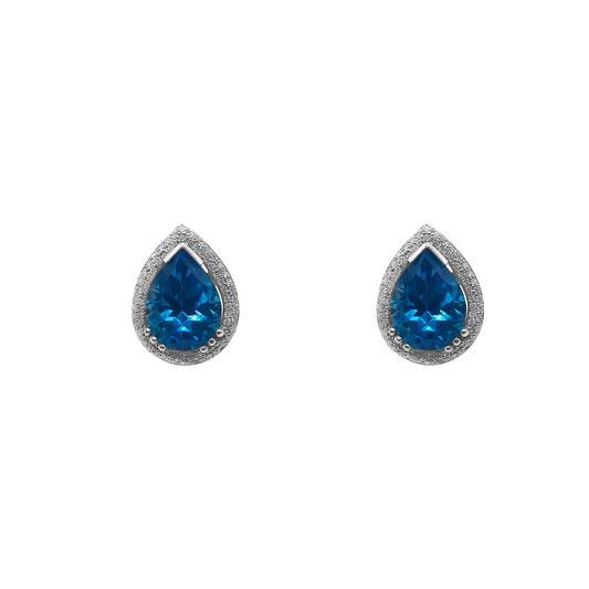 Topos topacio y Diamantes en Oro blanco 18K