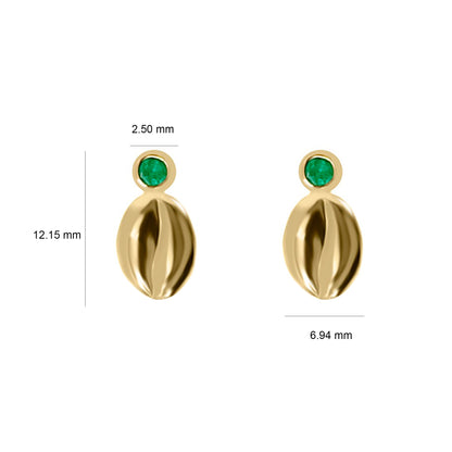 Aretes Pepa De Cafe Oro 18 K Con Esmeralda