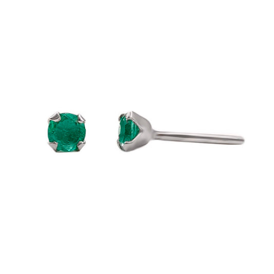 Topos Solitarios En Oro Blanco 18k Esmeralda 3.5 Mm