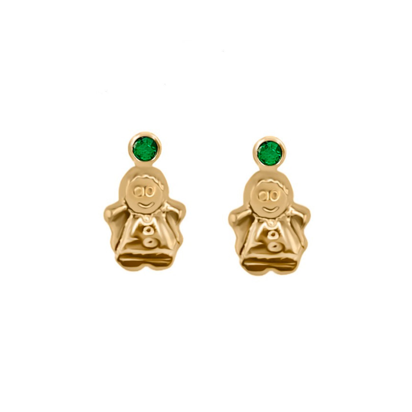 Topos De Angel Con Gema En Oro Amarillo 18k