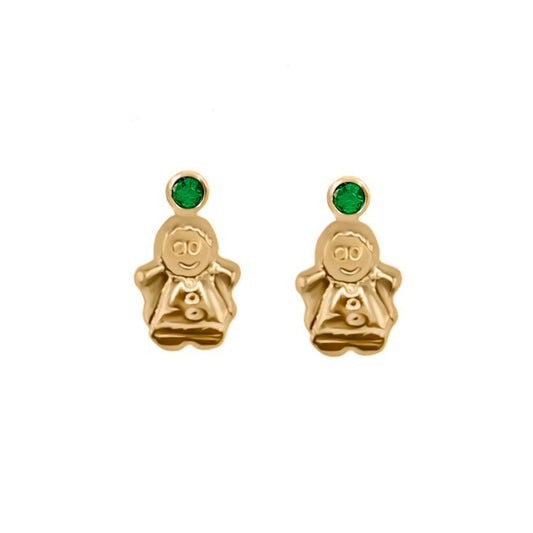 Topos De Angel Con Gema En Oro Amarillo 18k