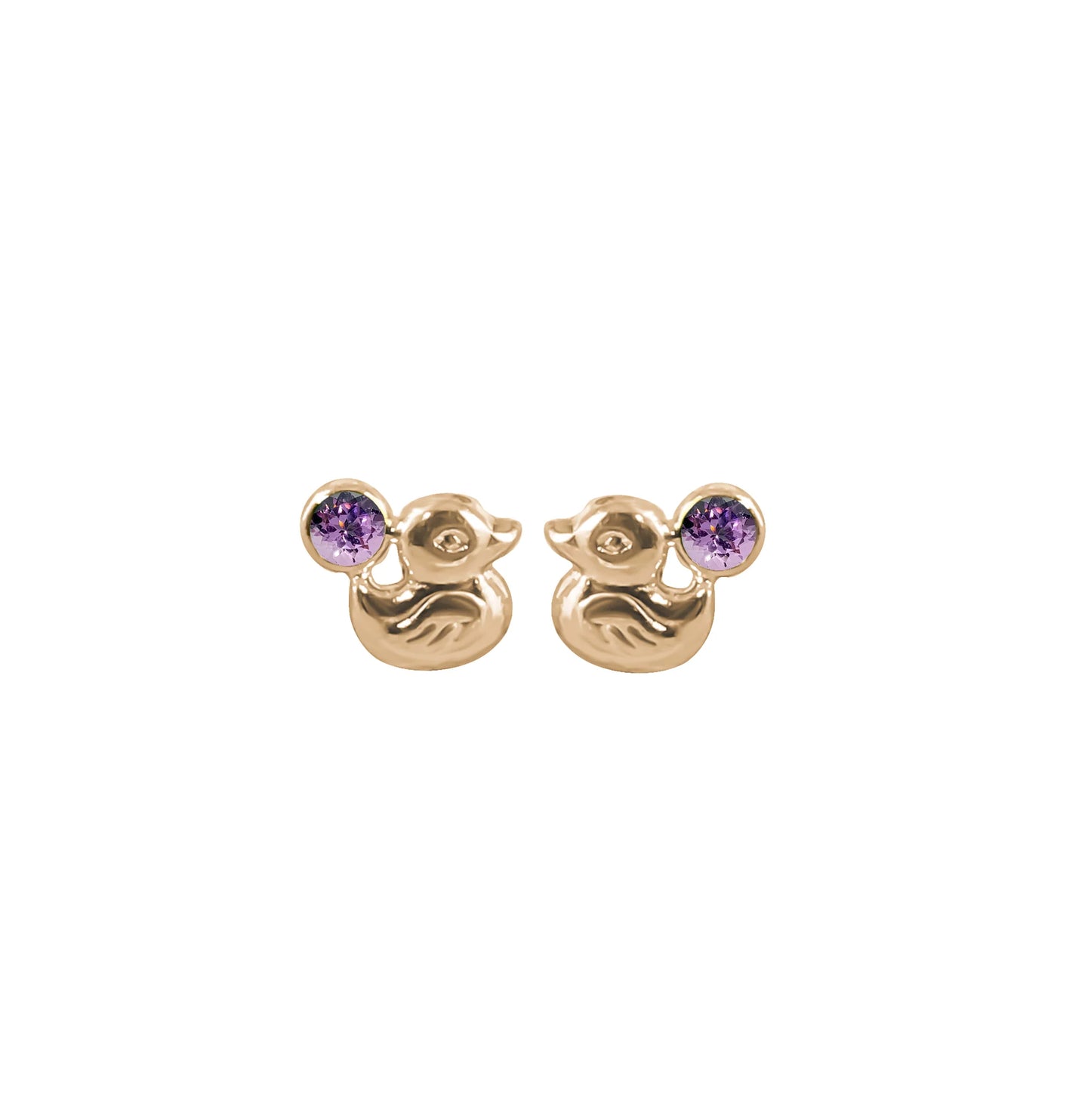 Topos De Patos En Oro Amarillo 18k, Con gema
