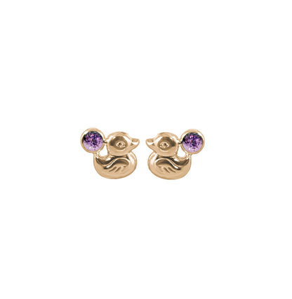 Topos De Patos En Oro Amarillo 18k, Con gema