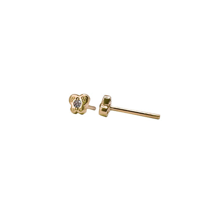Topos De Mariposa En Oro Amarillo 18k, Con gema