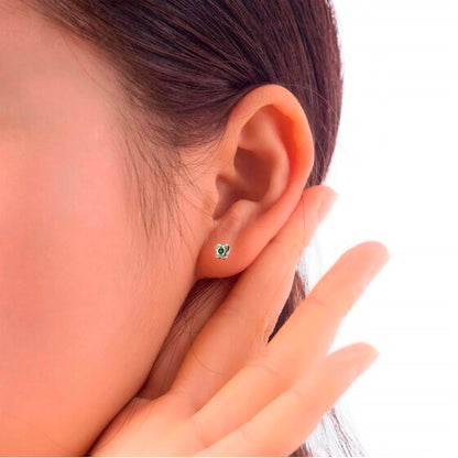 Topos De Mariposa En Oro Blanco  18k, Con gema