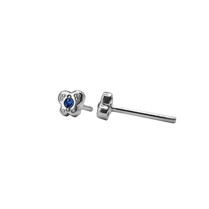 Topos De Mariposa En Oro Blanco  18k, Con gema
