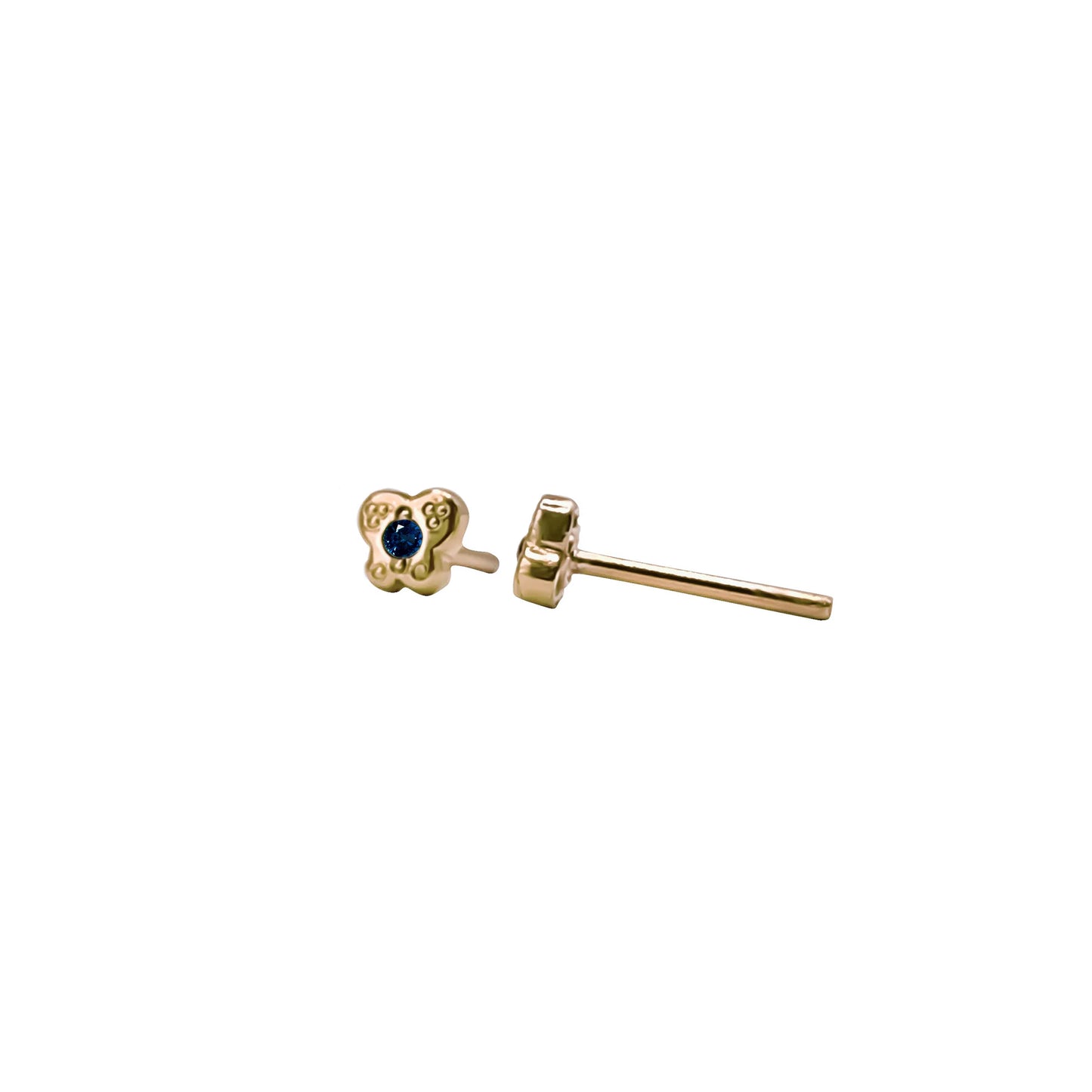 Topos De Mariposa En Oro Amarillo 18k, Con gema