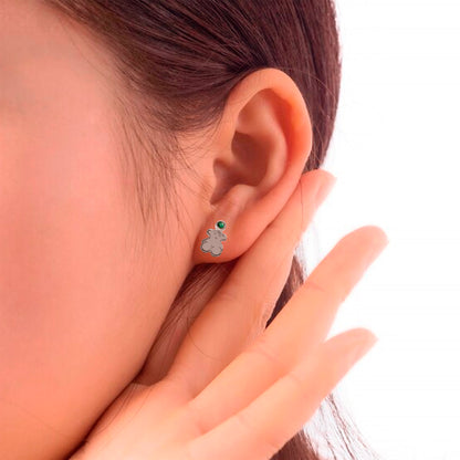 Topos De Oso Con Gema En Oro Blanco