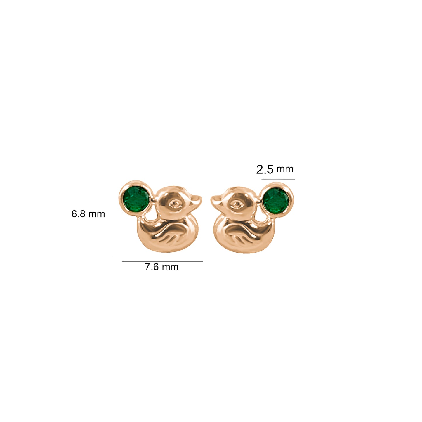 Topos De Patos En Oro Amarillo 18k, Con gema