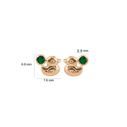 Topos De Patos En Oro Amarillo 18k, Con gema