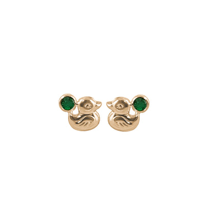 Topos De Patos En Oro Amarillo 18k, Con gema