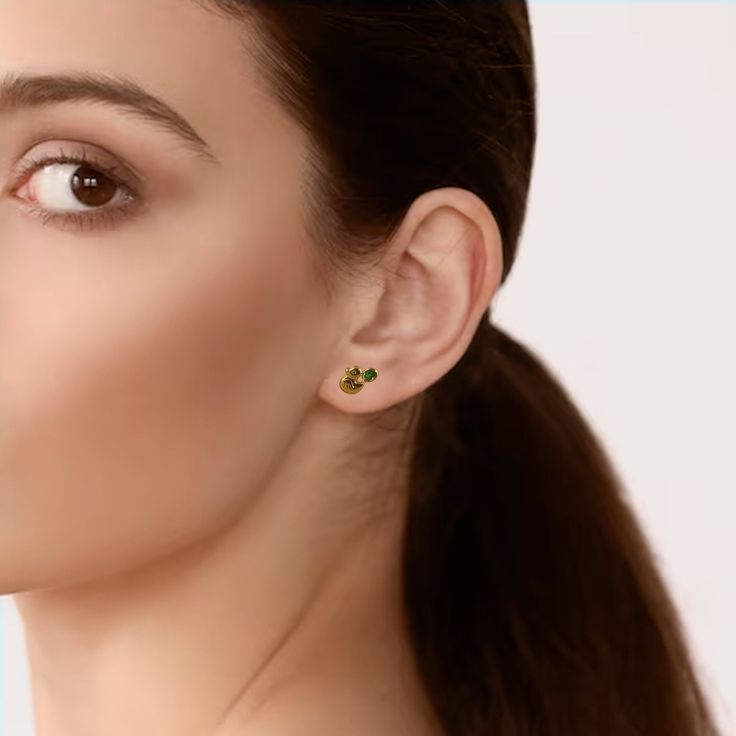 Topos De Patos En Oro Amarillo 18k, Con gema