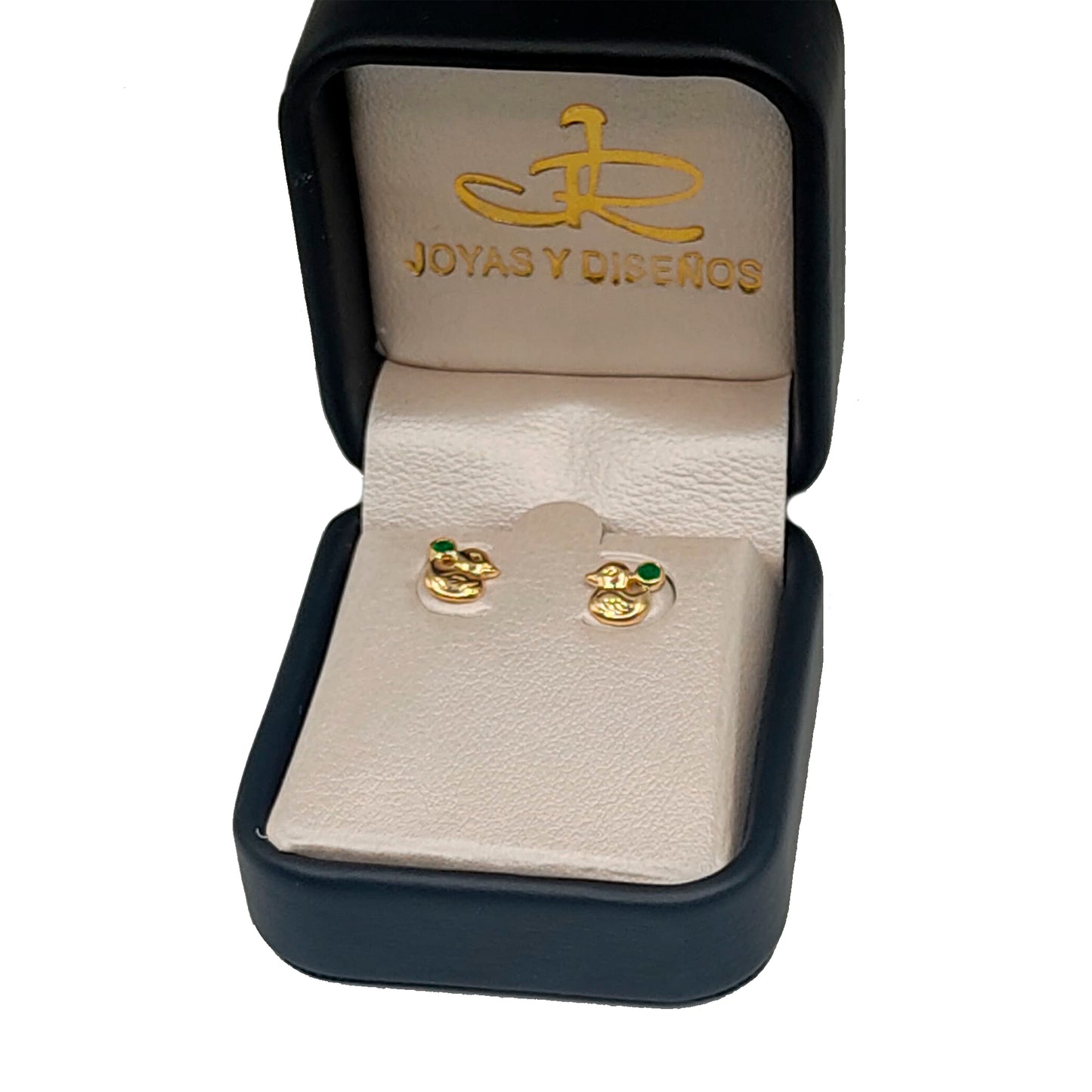 Topos De Patos En Oro Amarillo 18k, Con gema