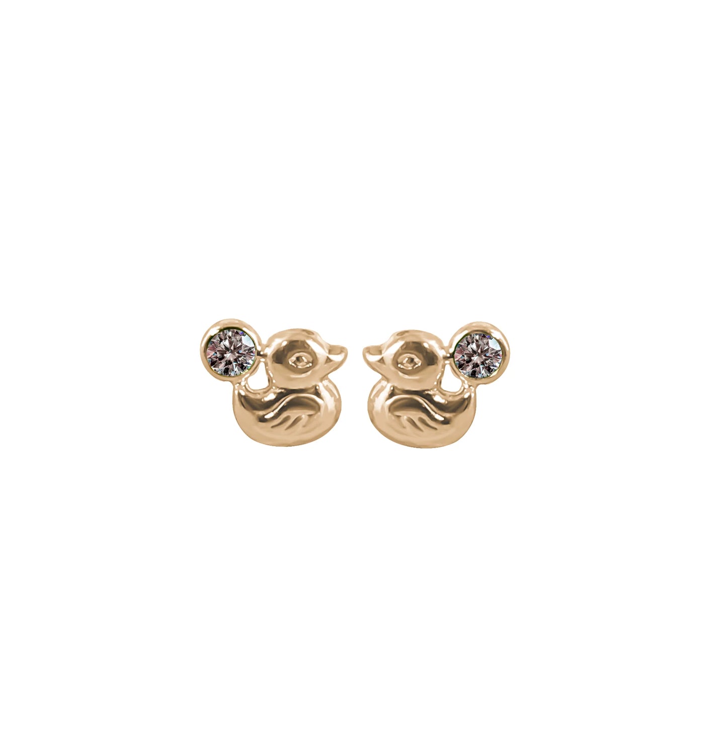 Topos De Patos En Oro Amarillo 18k, Con gema