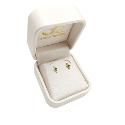 Topos De Filigrana En Oro Amarillo 18k, Con Esmeralda