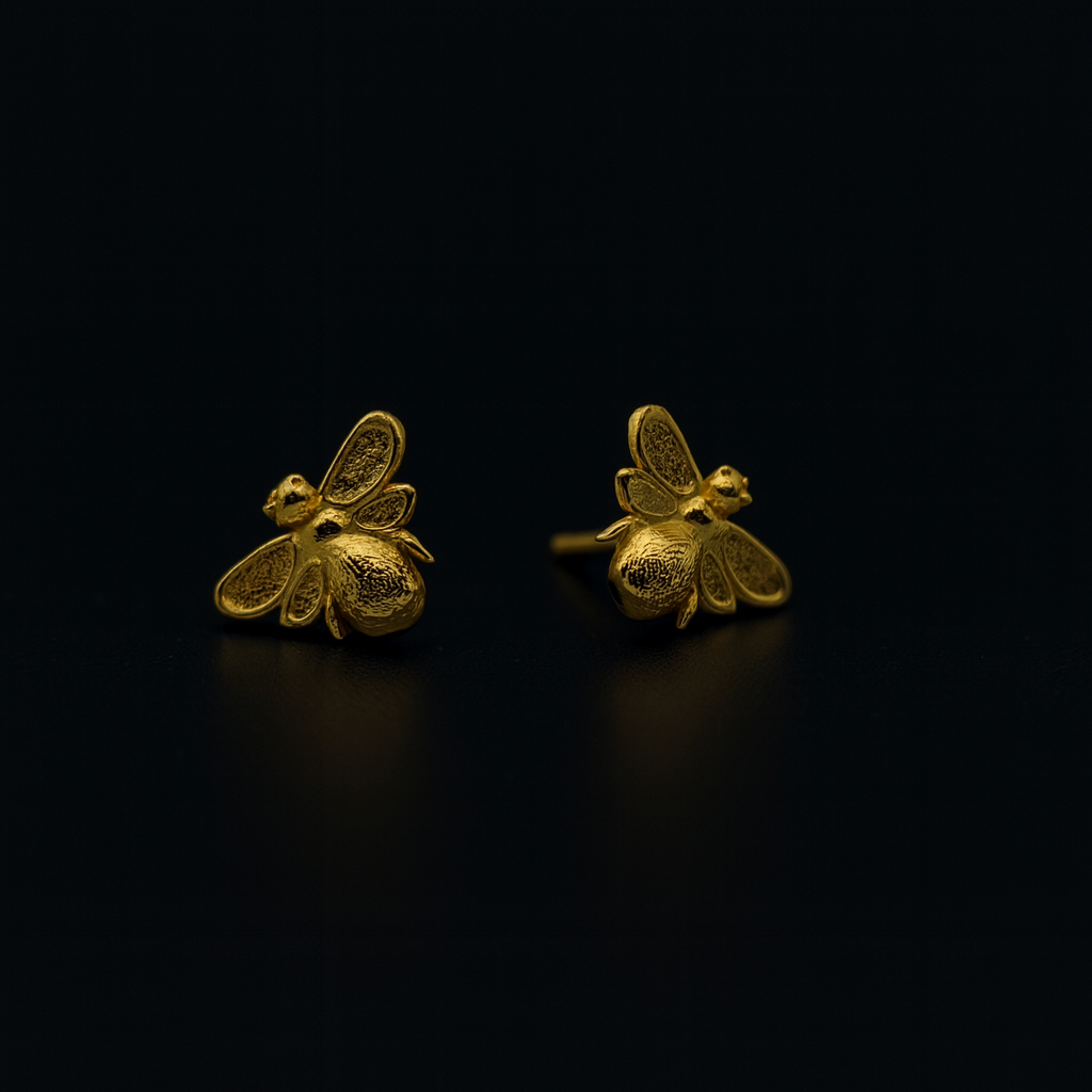 Aretes Abejas en Oro 18k