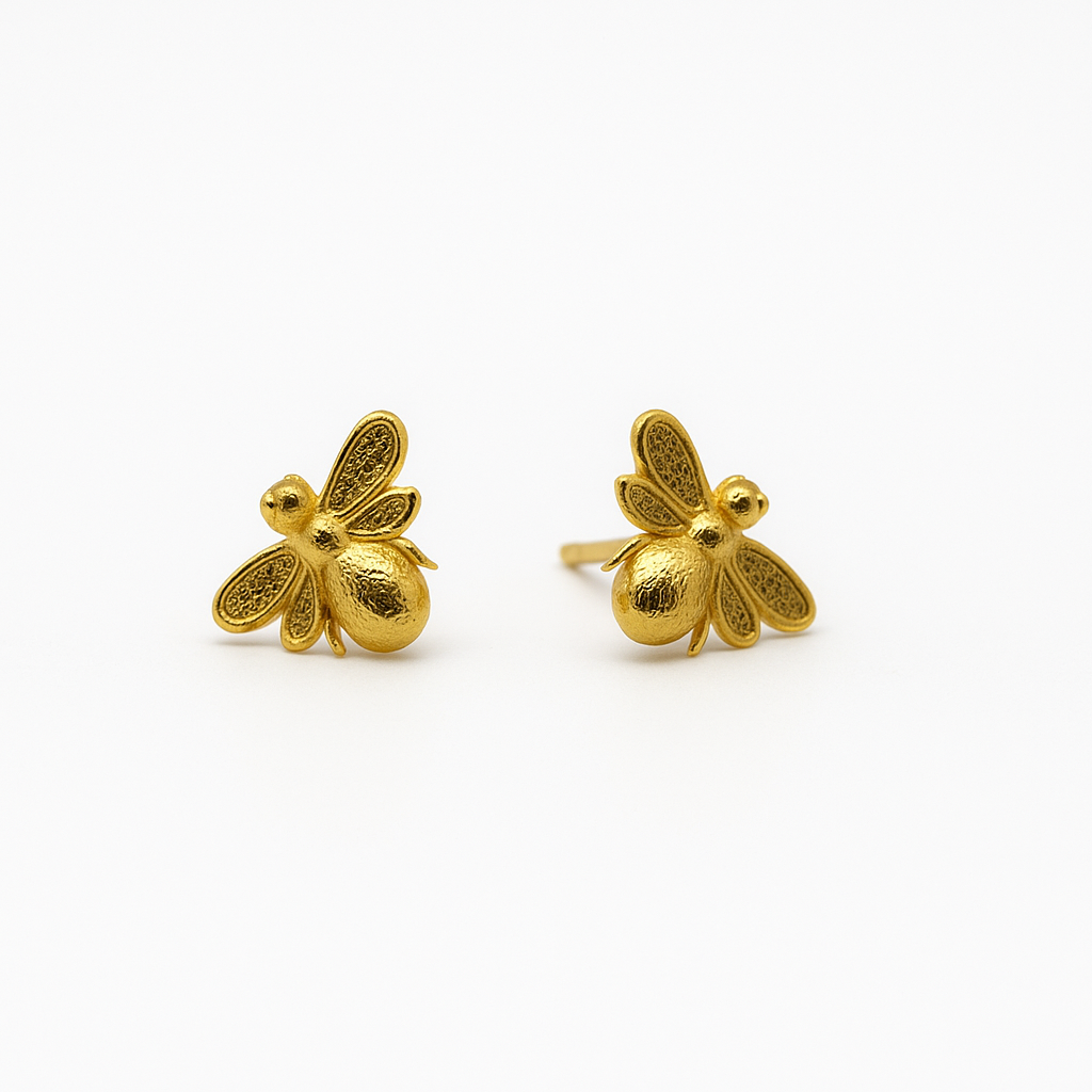 Aretes Abejas en Oro 18k