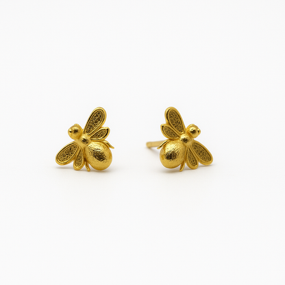 Aretes Abejas en Oro 18k