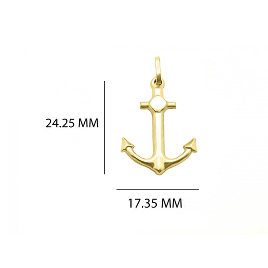 Dije ancla en oro amarillo 18k