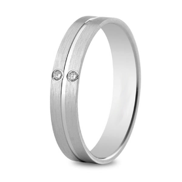 Anillo de matrimonio con rodio efecto Baño de Oro Blanco en Plata  con circones