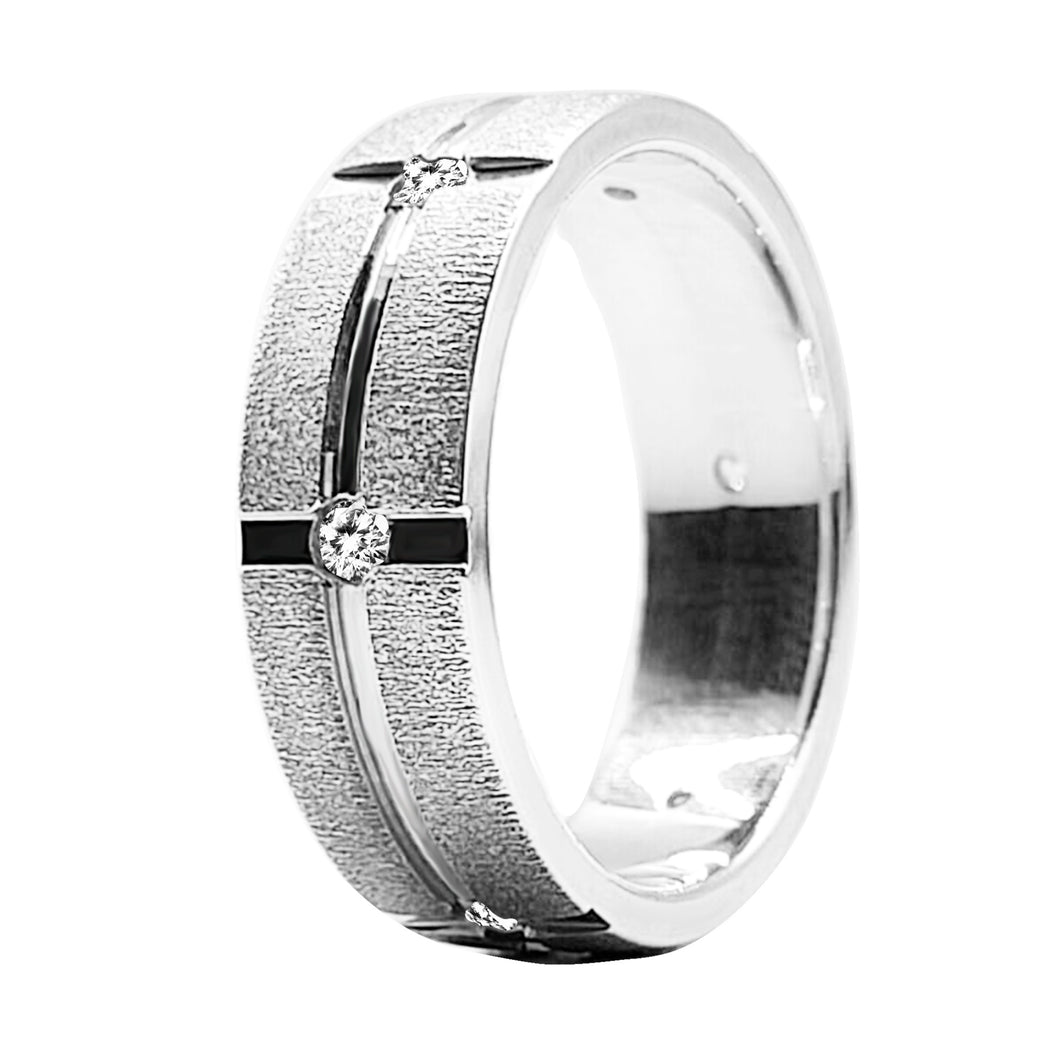 Anillo Matrimonio en cruz : Plata 950 Con Zircón
