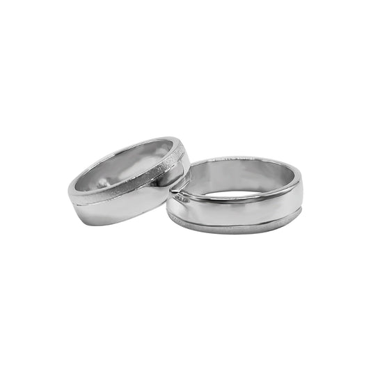 anillo de  Compromiso, Efecto Oro Blanco 950 Plata
