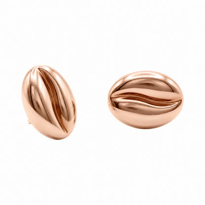 Aretes topos pepa de café en oro rosado 18K