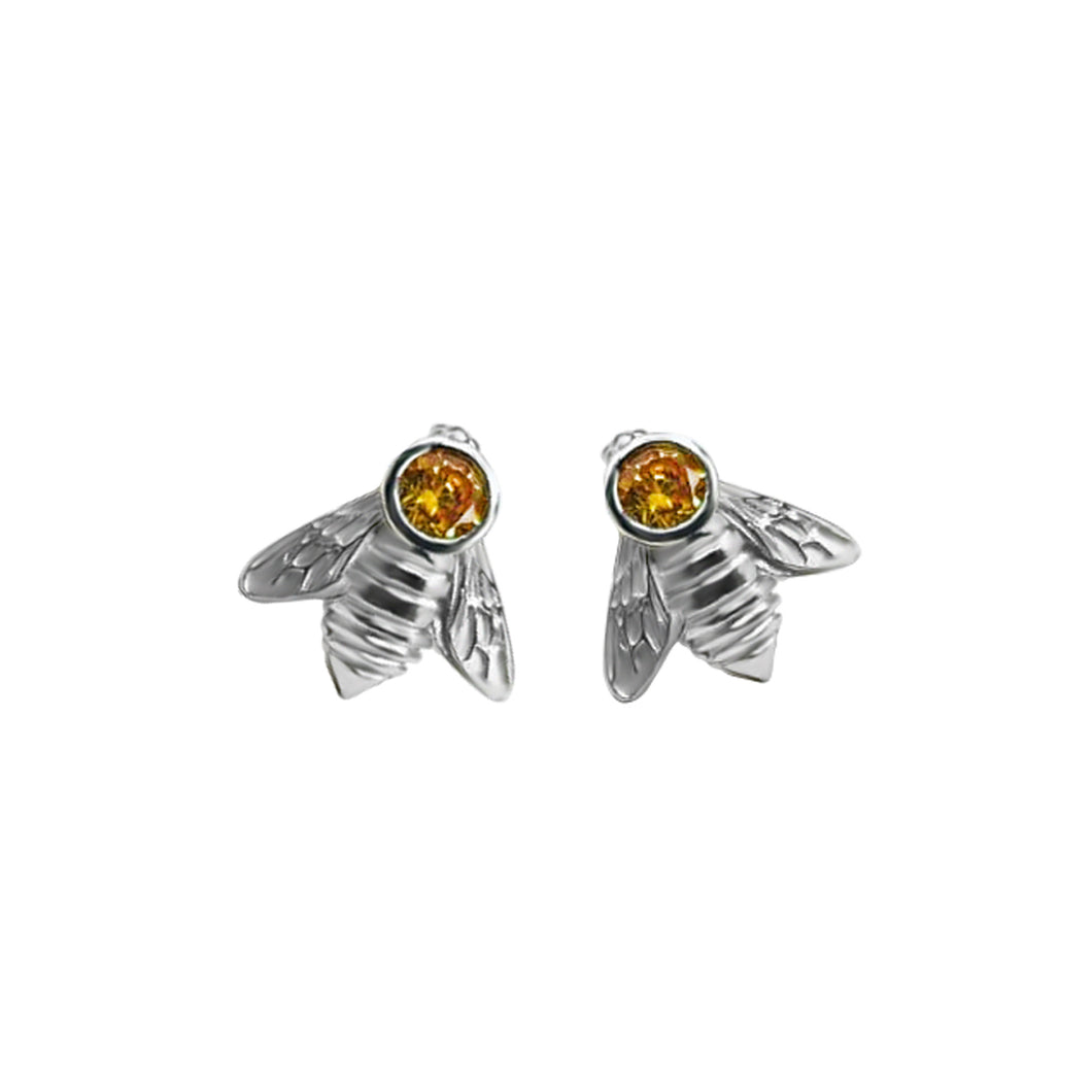 Topos Abeja En Plata y Circon