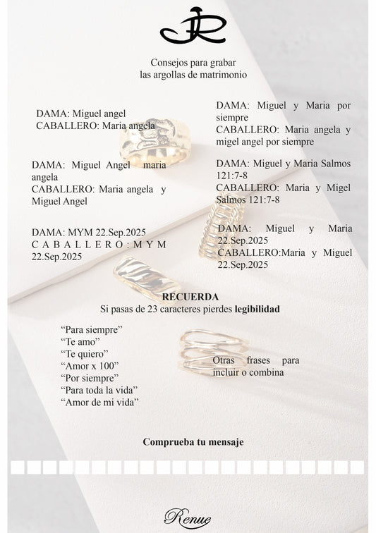 Argolla de matrimonio con circón en plata con rodio efecto de oro blanco
