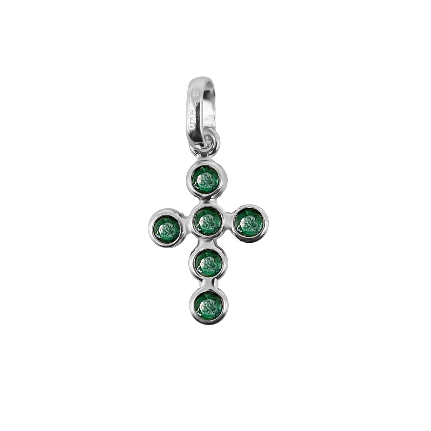 Dije cruz  Oro blanco 18 k con Gemas