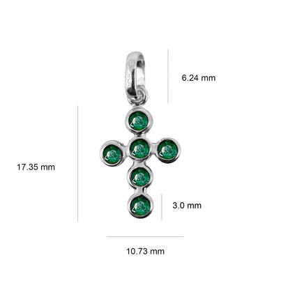 Dije cruz  Oro blanco 18 k con Gemas