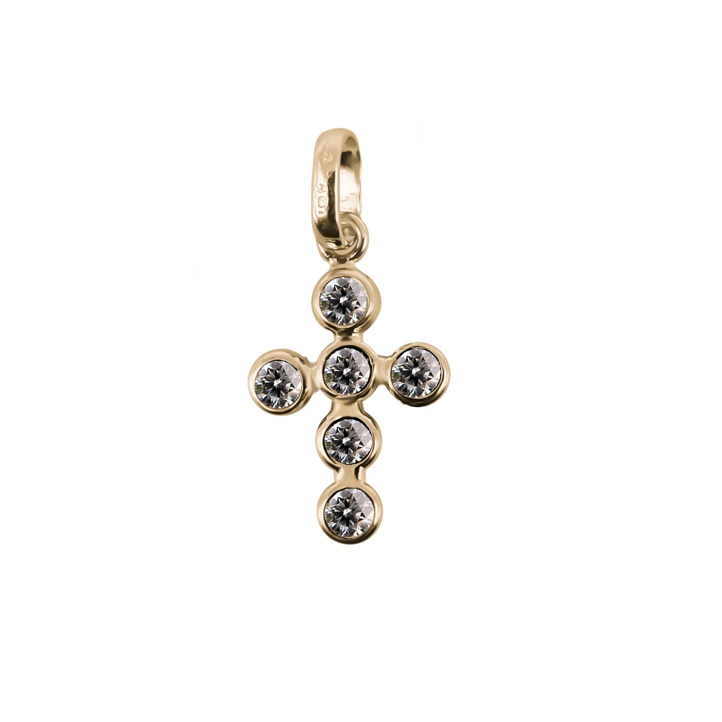 Dije cruz  Oro Amarillo 18 k con Gemas