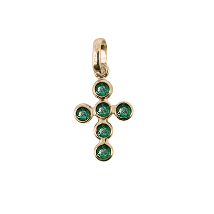 Dije cruz  Oro Amarillo 18 k con Gemas