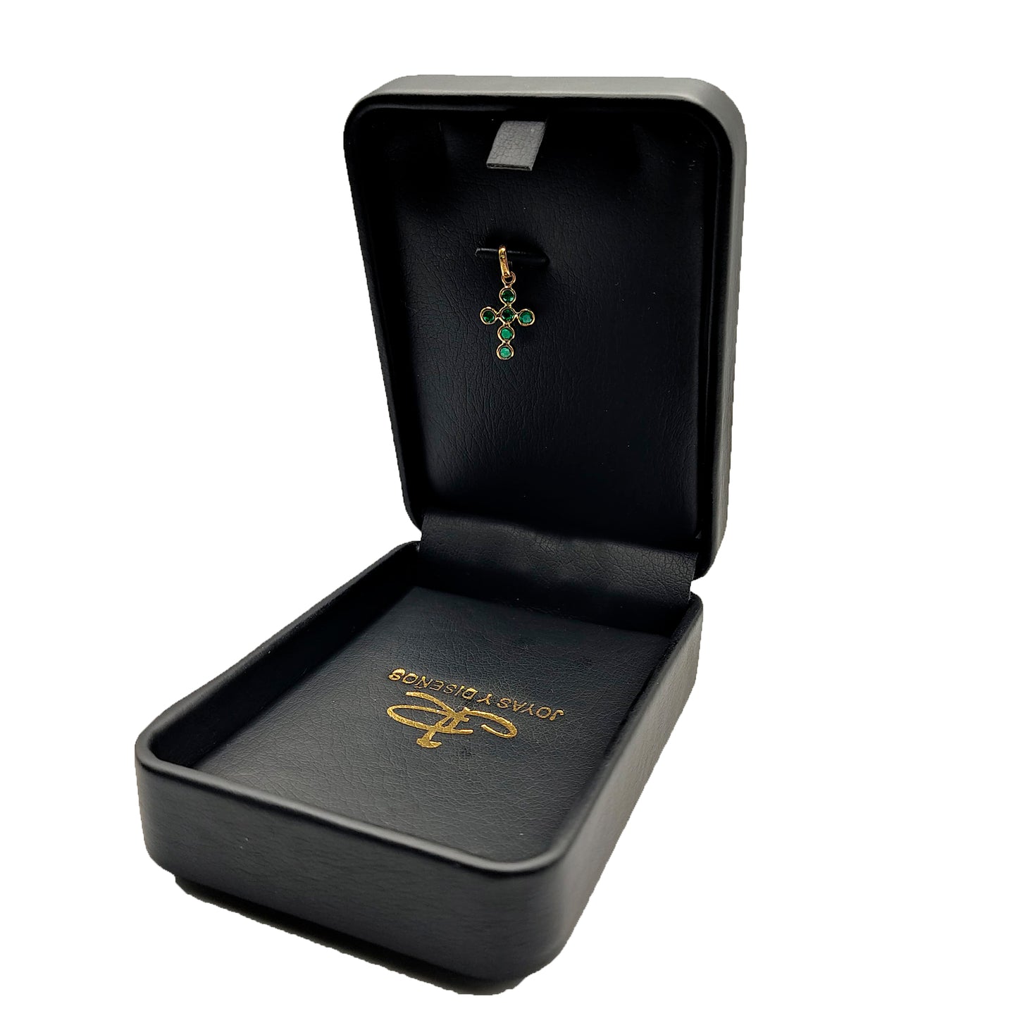 Dije cruz  Oro Amarillo 18 k con Gemas