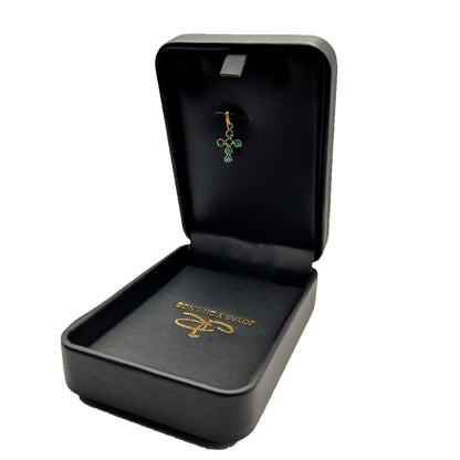 Dije cruz  Oro Amarillo 18 k con Gemas