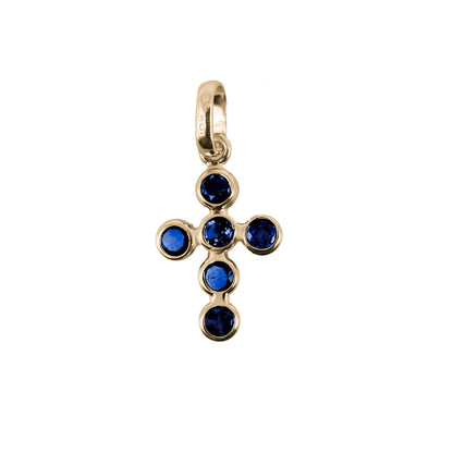 Dije cruz  Oro Amarillo 18 k con Gemas