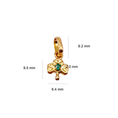 Dije trébol Oro Amarillo 18 k con Esmeralda