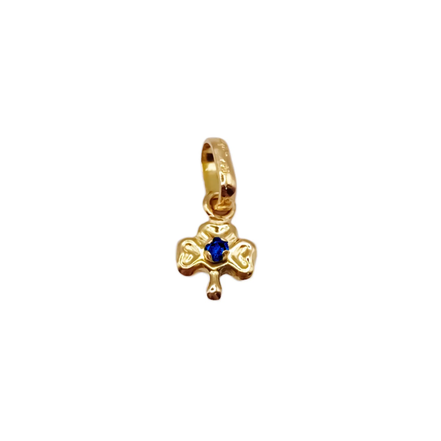 Dije trébol Oro Amarillo 18 k con Esmeralda