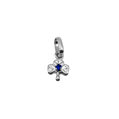 Dije trébol Oro blanco 18 k con gema