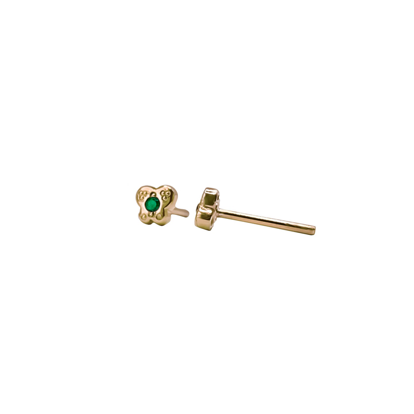 Topos De Mariposa En Oro Amarillo 18k, Con gema