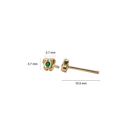 Topos De Mariposa En Oro Amarillo 18k, Con gema
