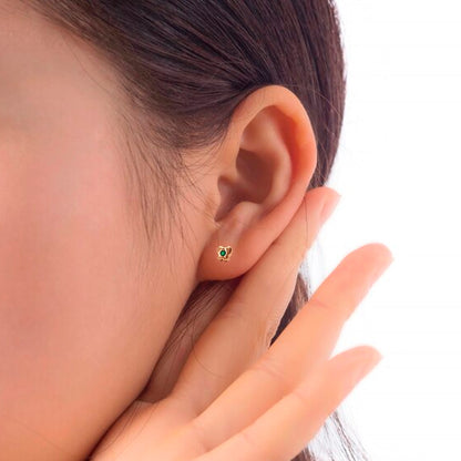 Topos De Mariposa En Oro Amarillo 18k, Con gema